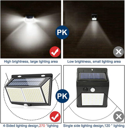 Solar Power 288 LED Lights PIR Motion Sensor Outdoor Security Lamp Wall