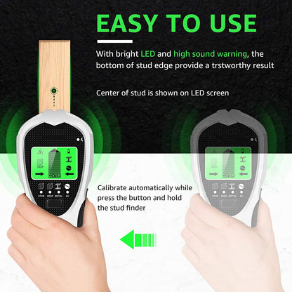 Stud Finder Wall Scanner 4 in 1 Stud Center Finders for Studs, Wood, Metal, AC Wires Detection, HD LCD Display and Audio Alarm