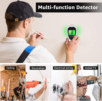 Stud Finder Wall Scanner 4 in 1 Stud Center Finders for Studs, Wood, Metal, AC Wires Detection, HD LCD Display and Audio Alarm