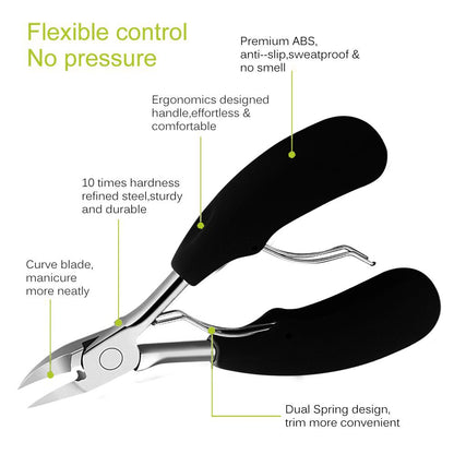 Sharp Stainless Steel Toenail Clippers for Thick or Ingrown Nails, Soft Non-Slip Handle Nails Cutter