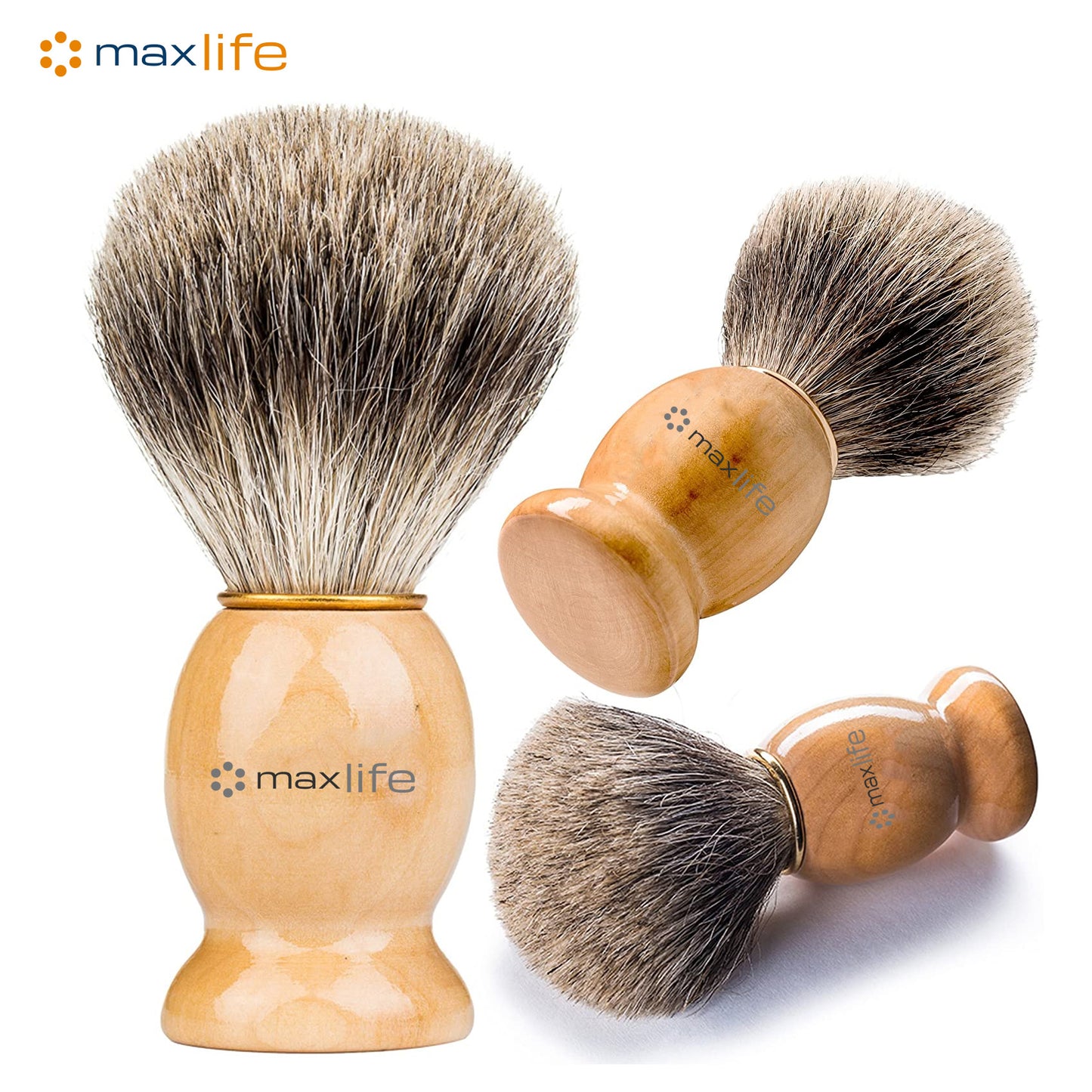 Max Life Shaving Brush Perfect Shave Barber Hard Wooden Handle Soft Badger Hair Feel