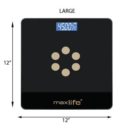 Max Life Digital Body Weight Scale - Step-On Technology, High Accuracy Bathroom Scale for Weight, Multiple Sizes and Colors 400lb