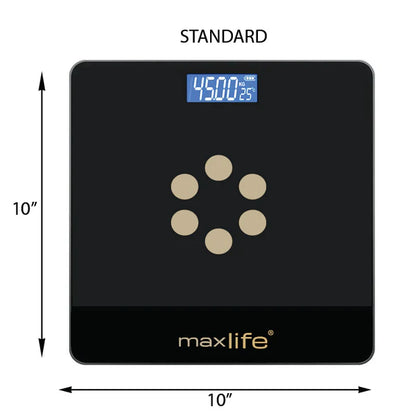 Max Life Digital Body Weight Scale - Step-On Technology, High Accuracy Bathroom Scale for Weight, Multiple Sizes and Colors 400lb