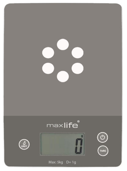 Max Life Digital Kitchen Scale ML-CF1 - High Accuracy Food Scale with Tare and Multi-Unit Measurement, Slim Design with Large LCD Display