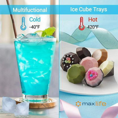 Max Life - Silicone 3D Diamond ICE Cube Tray Maker Mold Whiskey Cocktails