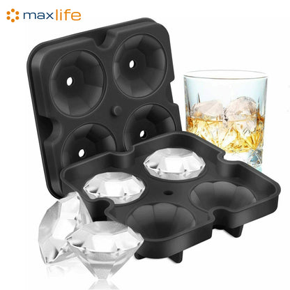 Max Life - Silicone 3D Diamond ICE Cube Tray Maker Mold Whiskey Cocktails