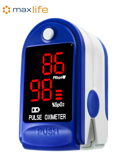 Max Life - Finger Pulse Oximeter Blood Oxygen Saturation SpO2 Heart Rate O2 Monitor CE - LED