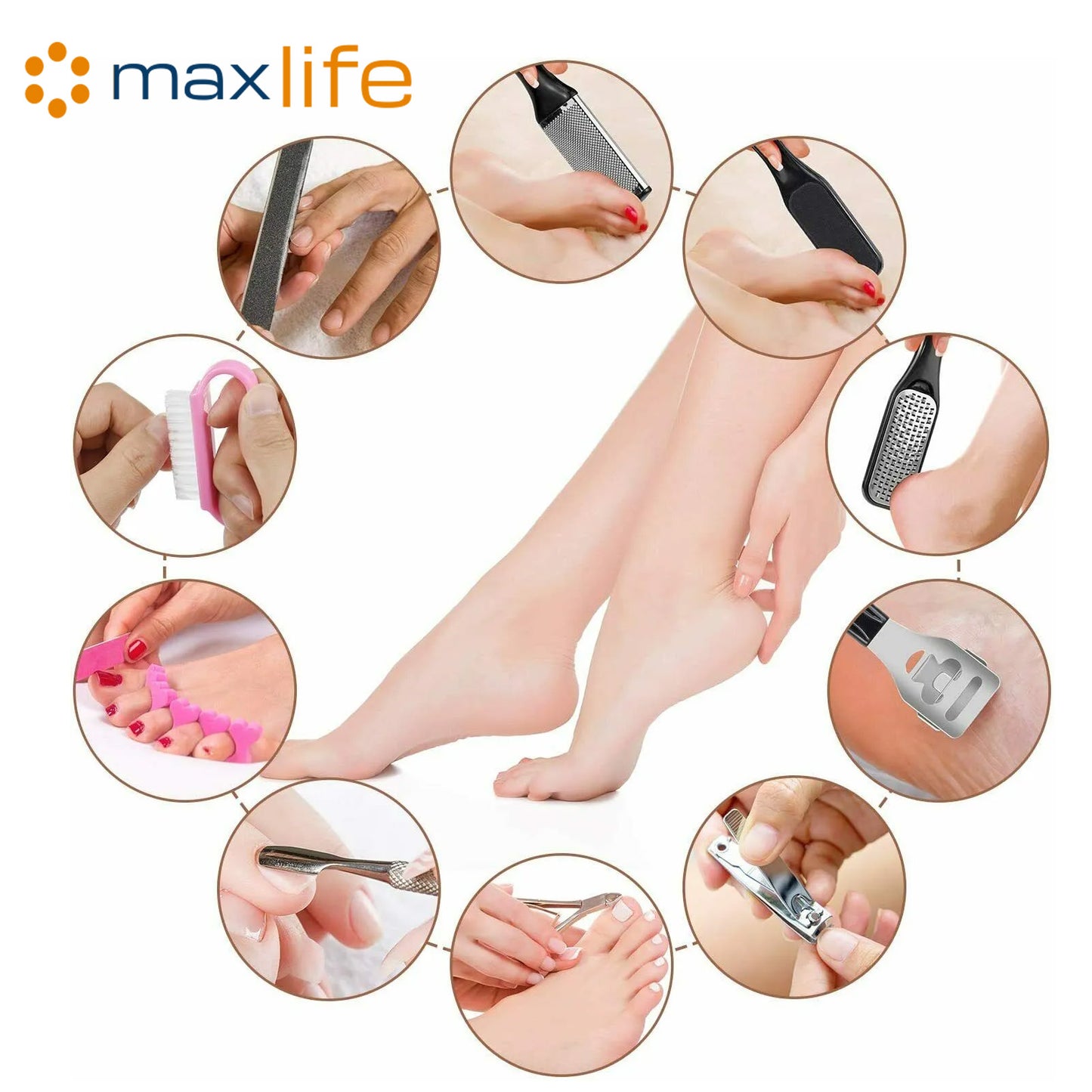 MaxLife Professional Stainless Steel Pedicure Tools Set 20 in 1, Foot Care Kit