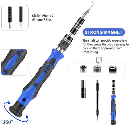 N1 Precision Screwdriver Set,60-Piece Electronics Precision Screwdriver in 1 with 56 Bits Multi-Type Magnetic Screwdriver Kit, Stainless Steel Professional Repair Tools Kit For Phone, Laptop, PC, Camera