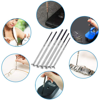 N1 6PCS Mini Screwdriver Set with Case, Precision Screwdriver Kit with 6 Different Size Flathead and Phillips Screwdrivers for Jewelry, Watch, Eyeglass Repair.