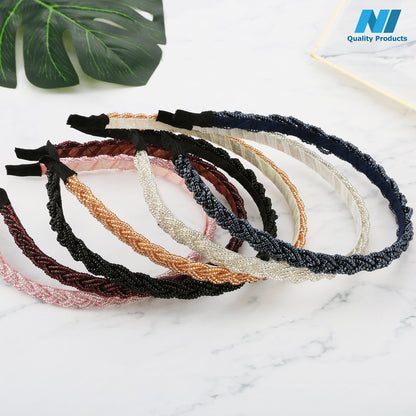 N1 Hairband Elegant Braids Design Women's Beaded Hair Hoop Headband, Bride Head Band, Hair Accessories