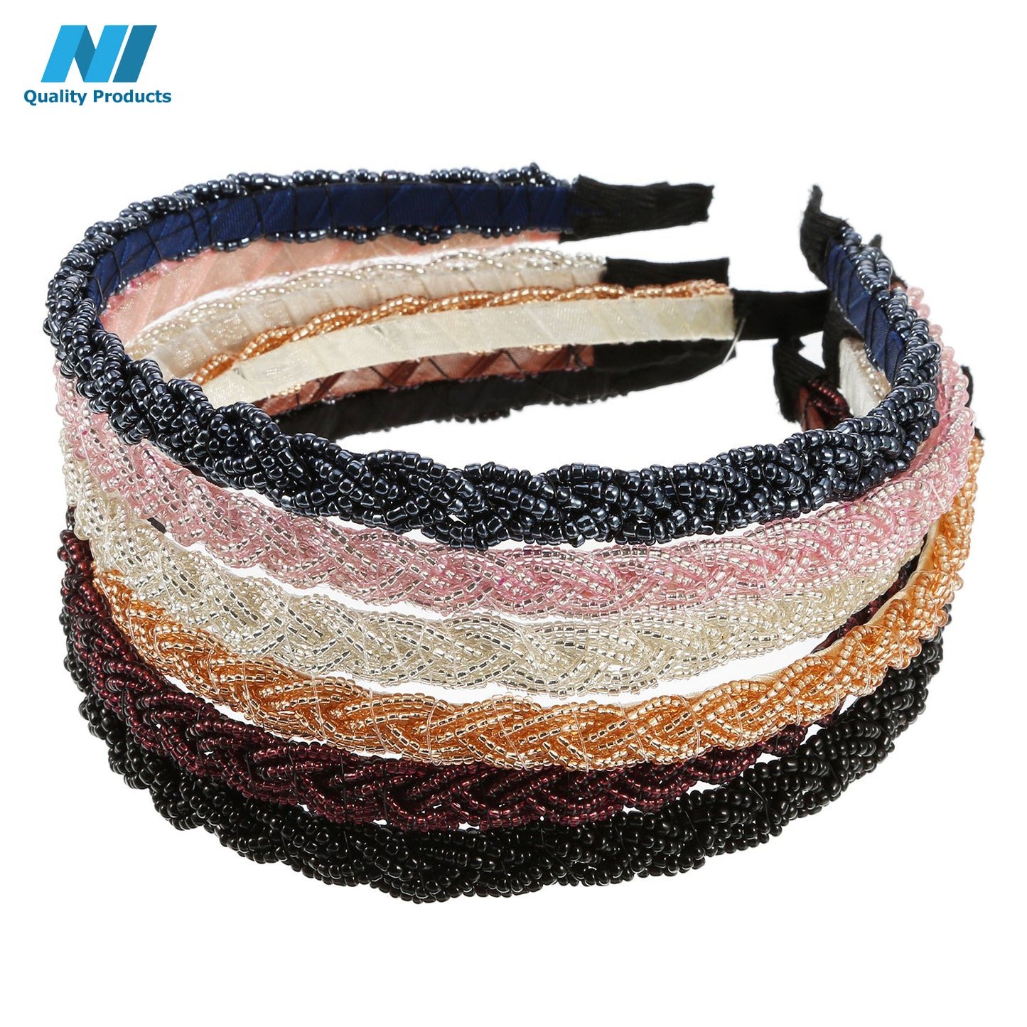 N1 Hairband Elegant Braids Design Women's Beaded Hair Hoop Headband, Bride Head Band, Hair Accessories