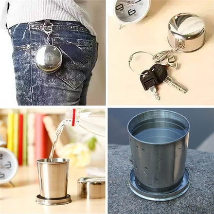 N1 Collapsing Cup, Stainless Steel Folding Cup, for Travel, Portable Retractable Telescopic Collapsible