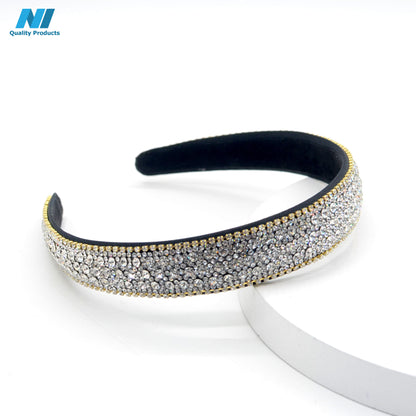 N1 Rhinestone Diamond Headband, Embellished Beaded, Jeweled Bling Fashion Headbands, Sparkly Crystal Hairband