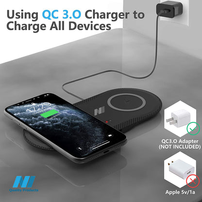 N1 Dual Wireless Charger Pad, 10W Max 2 in 1 Wireless Charging