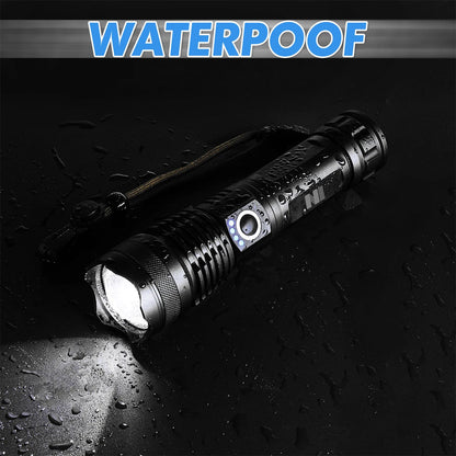 N1 LED Flashlight Aluminum Zoomable With Real 1200 Lumens, 26650 lithium Rechargeable Battery, Power Display, 4 Light Modes LED Searchlight Torch