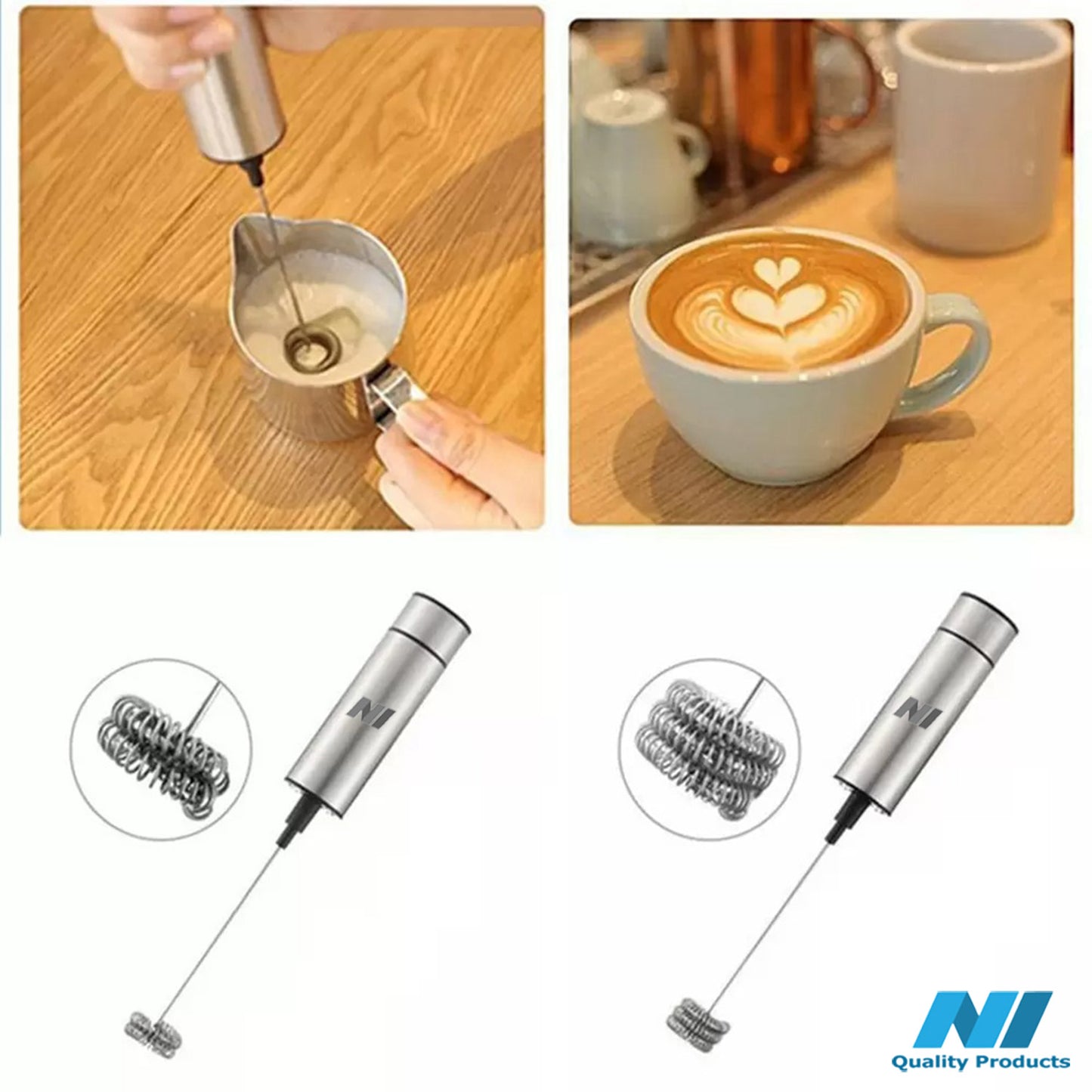 N1- Electric Milk Frother Powerful 22000 RPM Motor, High Quality Stainless Steel Drink Foamer Whisk Mixer Stirrer Coffee Eggbeater Cappuccino Latte Maker