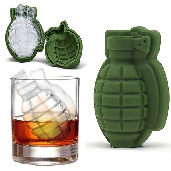 Ice Cube Mold 3D Grenade Shape Maker Bar Party Silicone Trays Mold