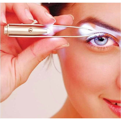 N1- Stainless Steel Make Up LED Eyebrow Hair Removal Tweezers