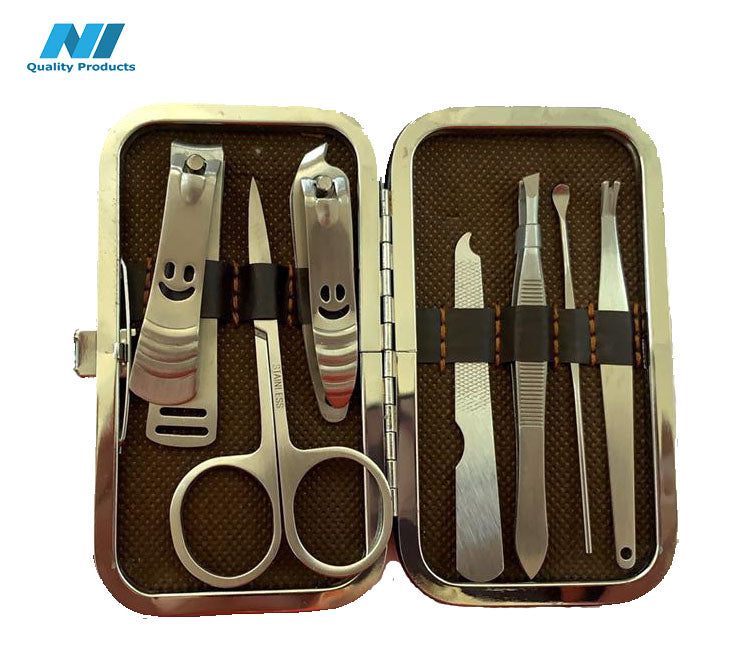 N1- Manicure Tools Set 7 in 1, Nail Care Tools with Luxurious Travel Case, Professional Stainless Steel Nail Clippers Set, Tweezers, Nail file, Eyebrow Scissors