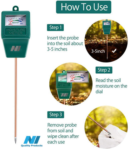 N1 Moisture Meter, Plant Soil PH Meter Indoor & Outdoor, Hygrometer Moisture Sensor Soil Test Kit Plant Water Meter for Garden, Farm, Lawn (No Battery Needed)