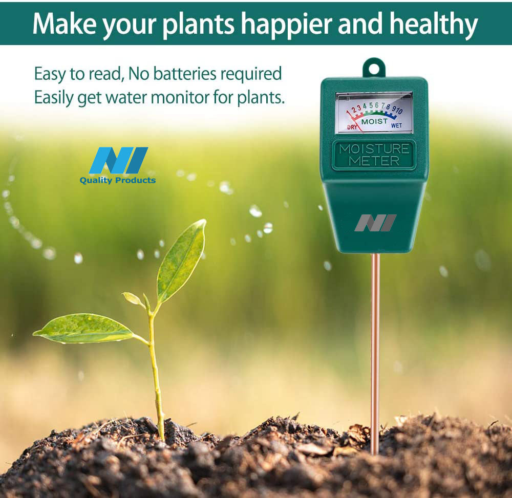 N1 Moisture Meter, Plant Soil PH Meter Indoor & Outdoor, Hygrometer Moisture Sensor Soil Test Kit Plant Water Meter for Garden, Farm, Lawn (No Battery Needed)