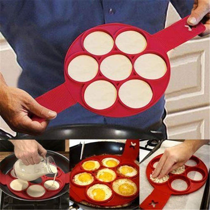 N1- Pancake Maker Non Stick Perfect Silicone for making Pancake, Eggs, Omelet - 7 Holes Mold Easy Kitchen Tool