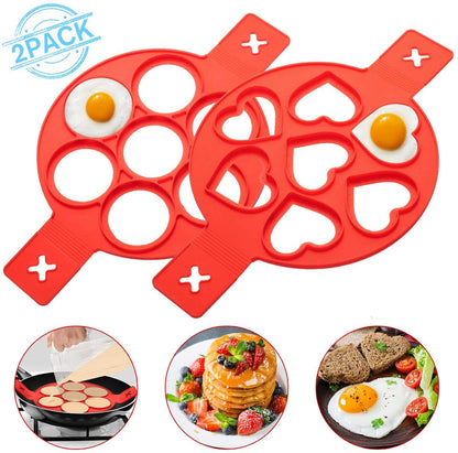 N1- Pancake Maker Non Stick Perfect Silicone for making Pancake, Eggs, Omelet - 7 Holes Mold Easy Kitchen Tool