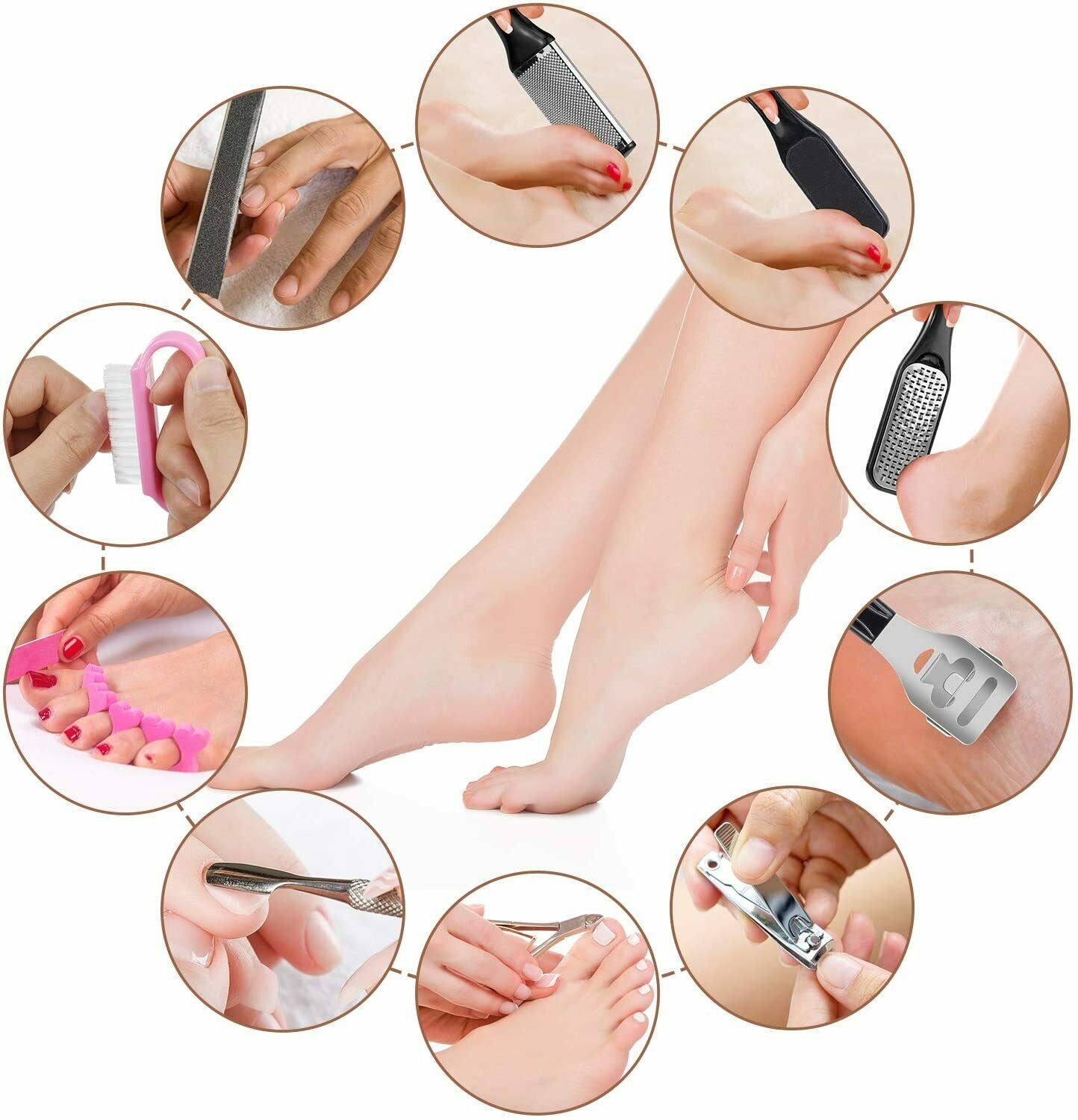 Professional Stainless Steel Pedicure Tools Set 20 in 1, Foot Care Kit