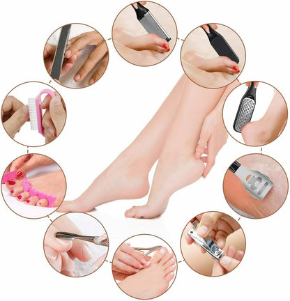 Professional Stainless Steel Pedicure Tools Set 10 in 1, Foot Care Kit, Nail Toe cutter,