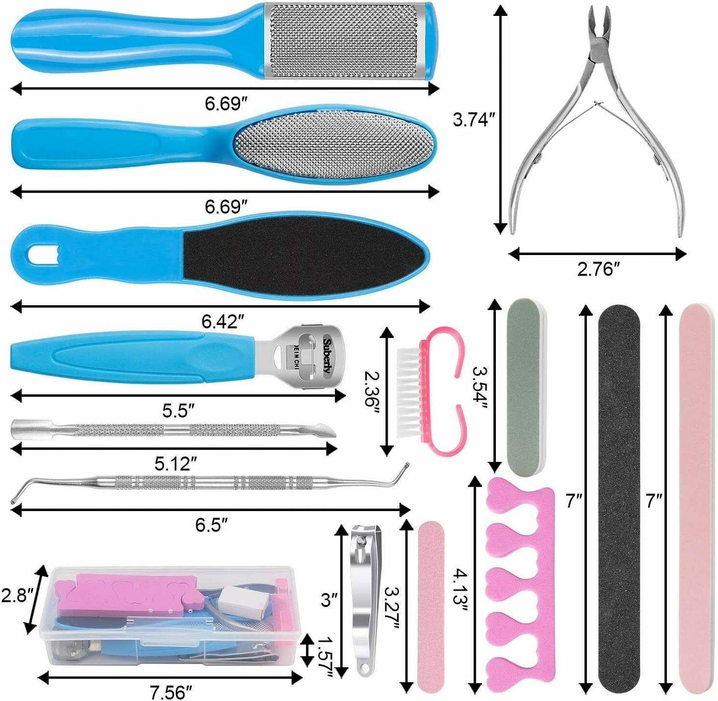 Professional Stainless Steel Pedicure Tools Set 20 in 1, Foot Care Kit