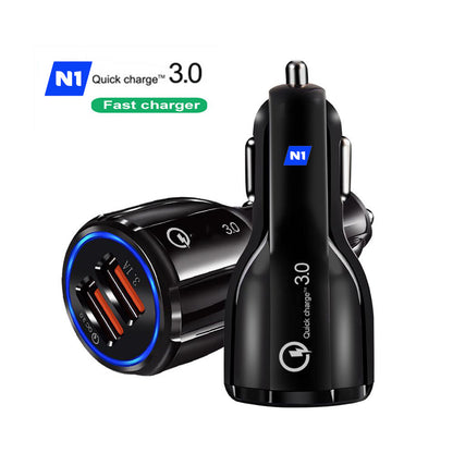 N1 - 2-Port USB Fast Charging Car Charger, Powerful QC3.0 Quick Charger 2-Amp QC Universal For iPhone and Android