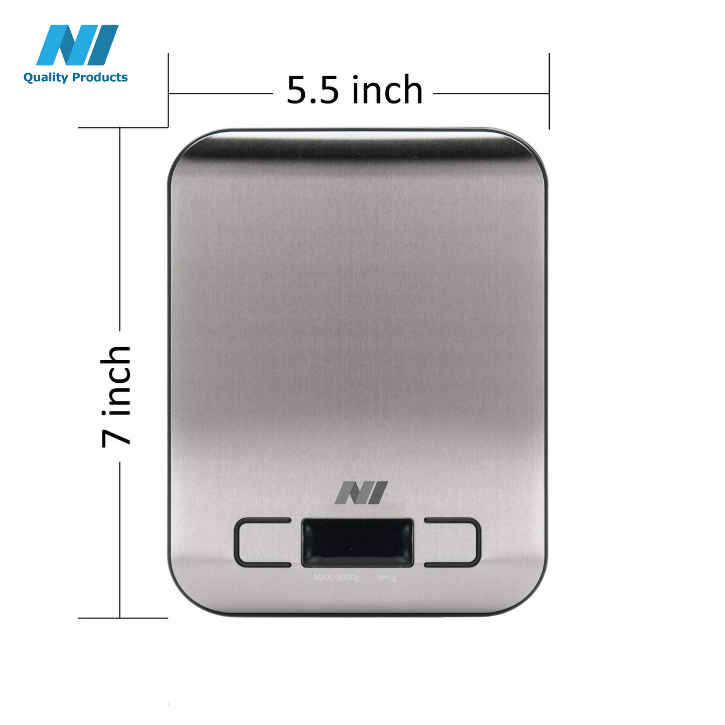 N1- Digital Kitchen Food Scale Multifunction High Accuracy 11 lb 5 kg,LCD Display, Stainless Steel Silver