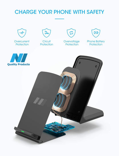 N1 Wireless Charger, Qi Certified Wireless Charging Stand Compatible with iPhone, Samsung Output Power