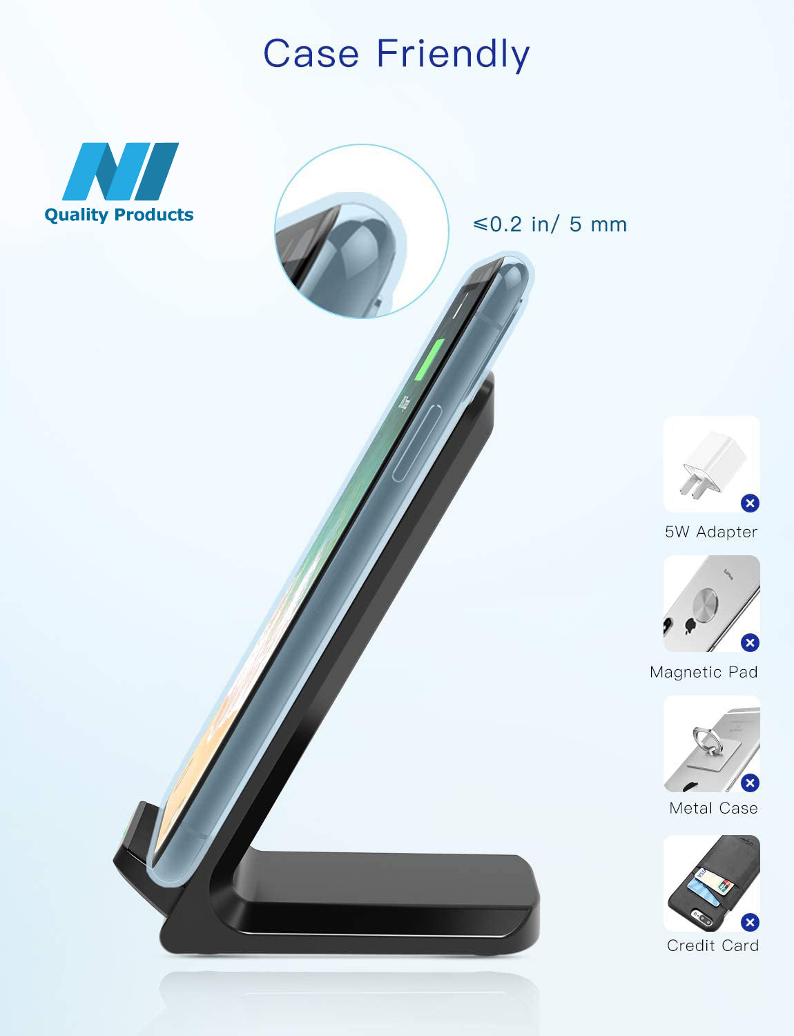 N1 Wireless Charger, Qi Certified Wireless Charging Stand Compatible with iPhone, Samsung Output Power