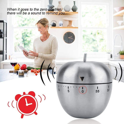 N1 60 Minute Kitchen Cook Cooking Timer, Apple Shaped Stainless Steel Cooking Timer