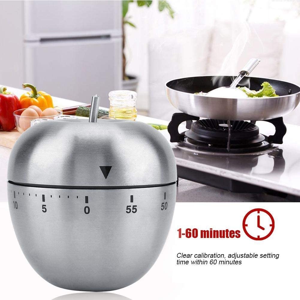 N1 60 Minute Kitchen Cook Cooking Timer, Apple Shaped Stainless Steel Cooking Timer