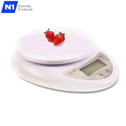 Digital Kitchen Scale, Multifunction Food Scale, Diet Food Compact Kitchen Scale Measures in Grams and Ounces 5KG / 11 LB