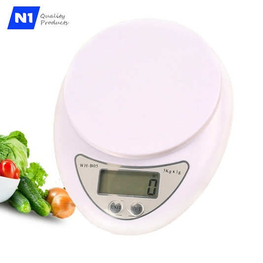 Digital Kitchen Scale, Multifunction Food Scale, Diet Food Compact Kitchen Scale Measures in Grams and Ounces 5KG / 11 LB