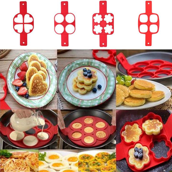 N1- Pancake Maker Non Stick Perfect Silicone for making Pancake, Eggs, Omelet  - 4 Large Holes Mold Easy Kitchen Tool