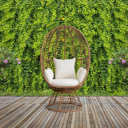 Prestige Patio - Outdoor Wicker Swivel Basket Egg Chair, Pod Chair, Lounge Chair with Cushion