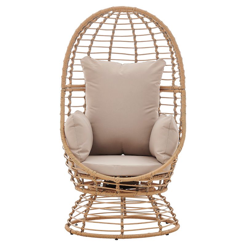 Prestige Patio - Outdoor Wicker Swivel Basket Egg Chair, Pod Chair, Lounge Chair with Cushion