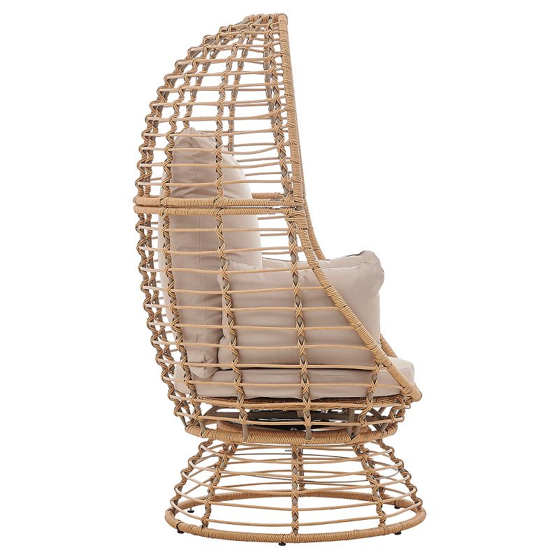 Prestige Patio - Outdoor Wicker Swivel Basket Egg Chair, Pod Chair, Lounge Chair with Cushion