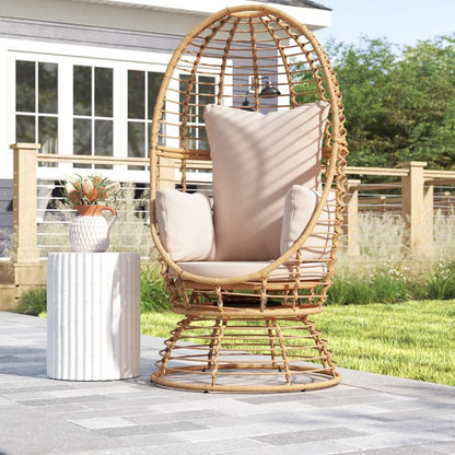 Prestige Patio - Outdoor Wicker Swivel Basket Egg Chair, Pod Chair, Lounge Chair with Cushion