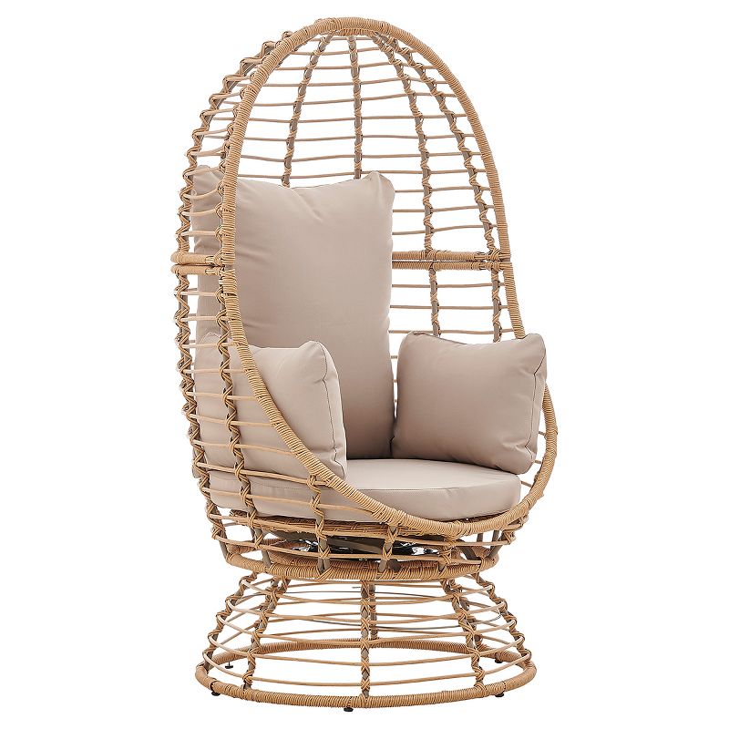 Prestige Patio - Outdoor Wicker Swivel Basket Egg Chair, Pod Chair, Lounge Chair with Cushion