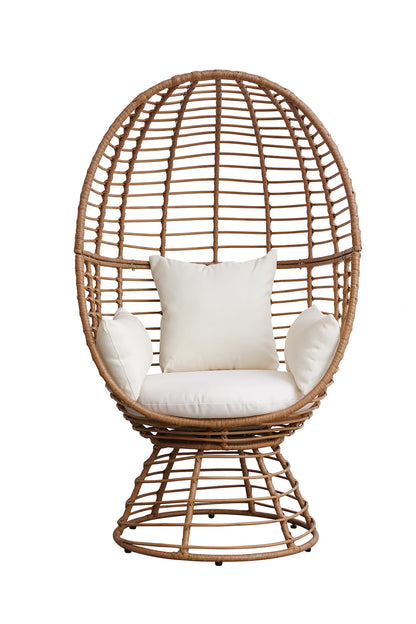 Prestige Patio - Outdoor Wicker Swivel Basket Egg Chair, Pod Chair, Lounge Chair with Cushion