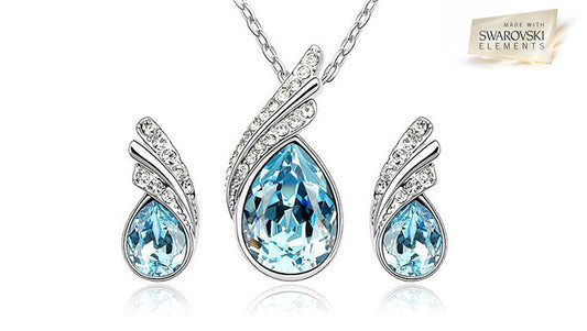 White Gold 18K-Plated Necklace & Earings Set