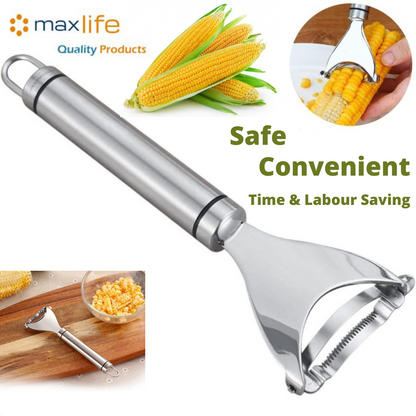 Stainless Steel Corn Slicer Peeler Thresher Cob Cutter Kernel Remover Kitchen Tool