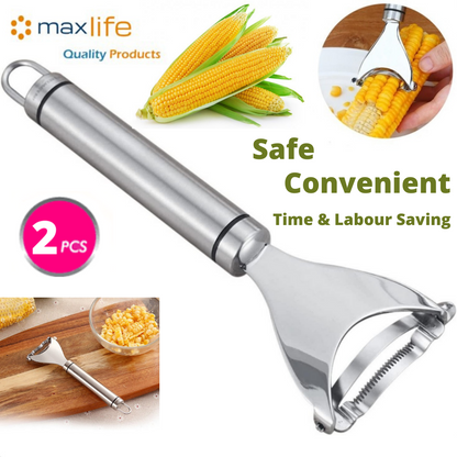 Stainless Steel Corn Slicer Peeler Thresher Cob Cutter Kernel Remover Kitchen Tool