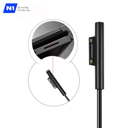 N1- USB Cable Type C , AC Charger Adapter for Microsoft Surface Pro 3, Pro 4, Pro 5, Pro 6, Pro 7 Tablet - 5 Ft